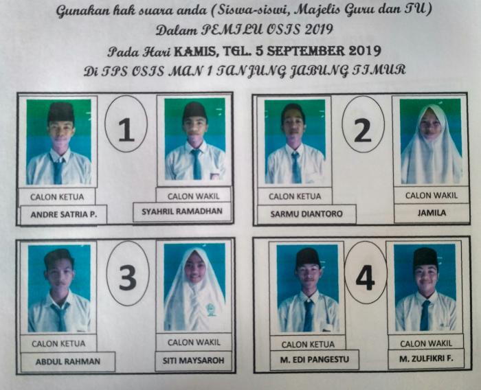 PASLON KETUA DAN WAKIL OSIM MAN 1 TANJABTIM PASLON KETUA DAN WAKIL OSIM MAN 1 TANJABTIM